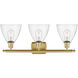 Ballston Ballston Dome 3 Light 28 inch Satin Gold Bath Vanity Light Wall Light in Clear Glass