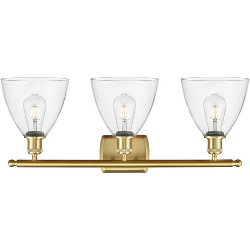 Ballston Ballston Dome 3 Light 28 inch Satin Gold Bath Vanity Light Wall Light in Clear Glass