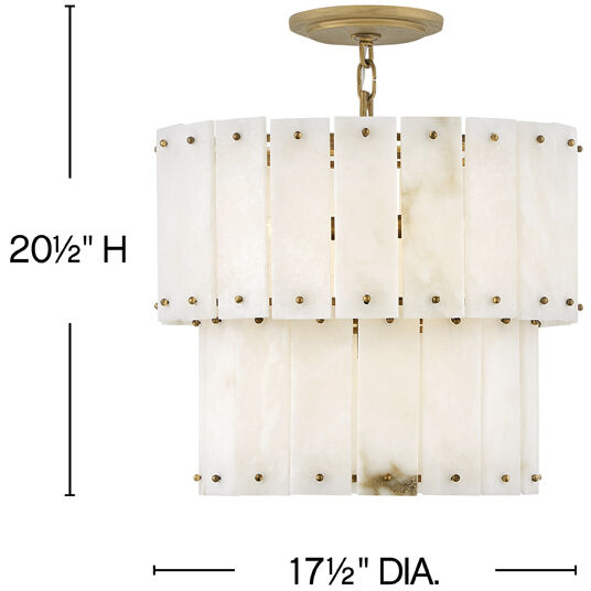 Simone LED 17.5 inch Burnished Gold Foyer Ceiling Light in Alabaster, Semi-flush Mount