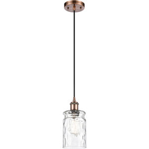 Ballston Candor LED 5 inch Antique Copper Mini Pendant Ceiling Light in Clear Waterglass, Ballston