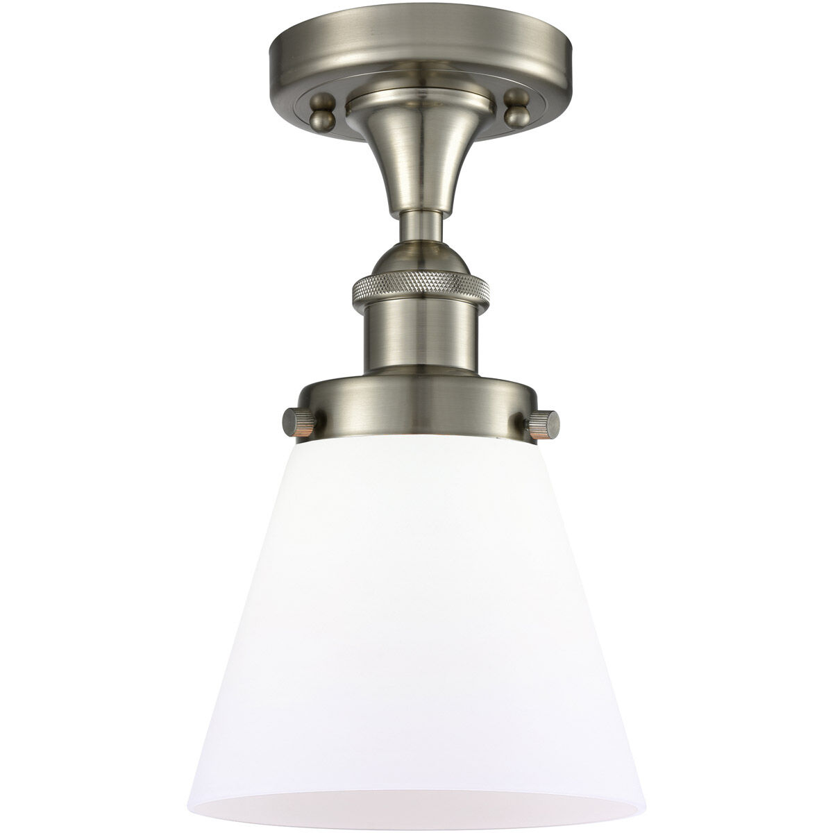 Ballston Small Cone 1 Light 6 inch Brushed Satin Nickel Flush Mount Ceiling Light in Matte White Glass, Ballston