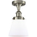 Ballston Small Cone 1 Light 6 inch Brushed Satin Nickel Flush Mount Ceiling Light in Matte White Glass, Ballston