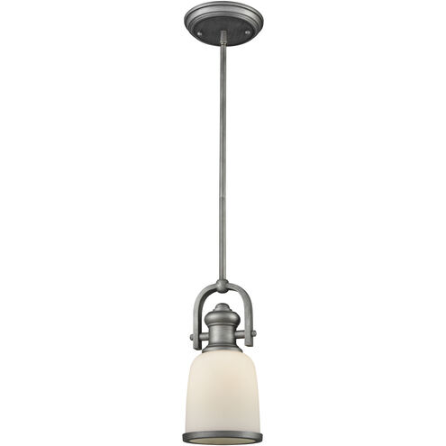 Brooksdale 1 Light 5 inch Weathered Zinc with White Mini Pendant Ceiling Light