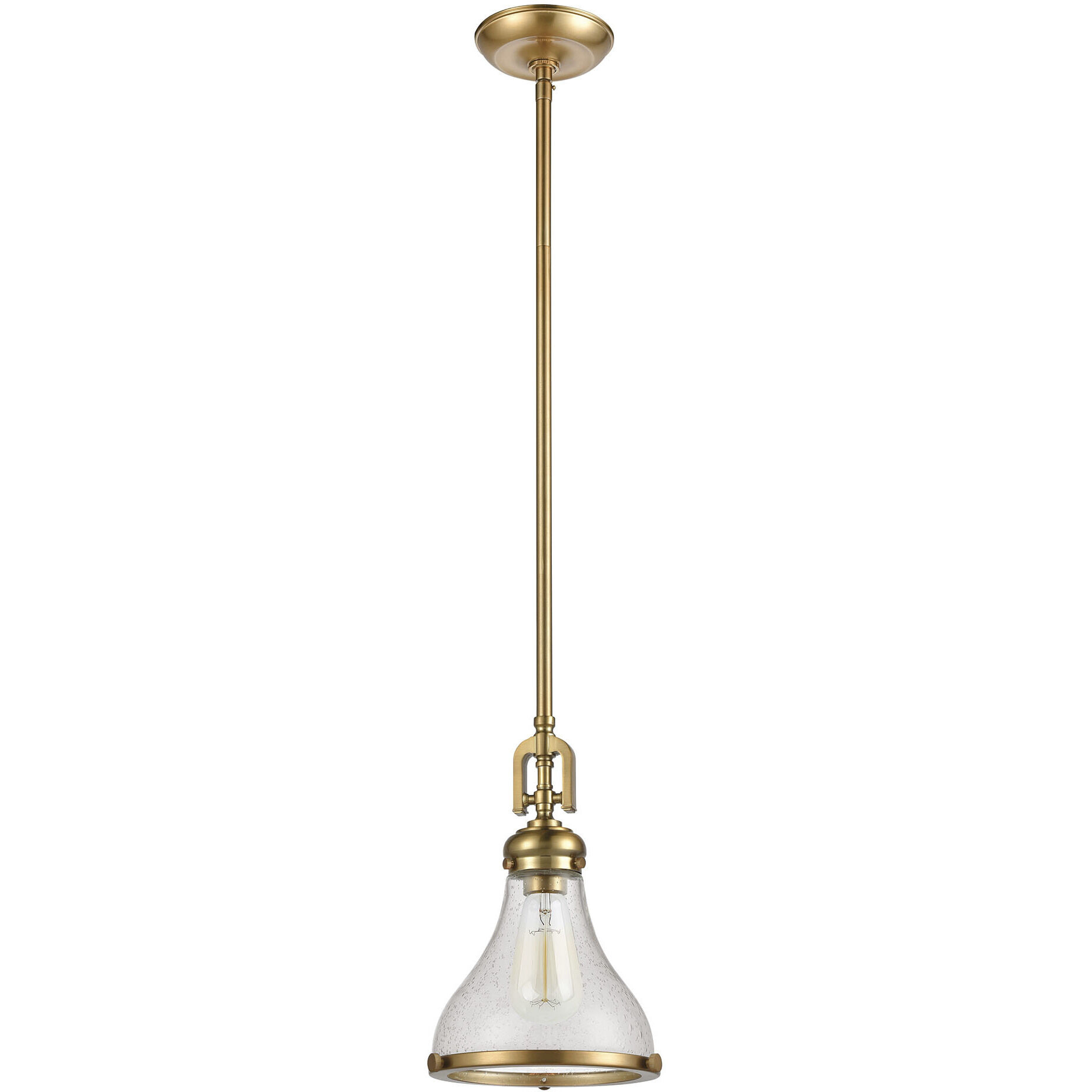 Rutherford 1 Light 9 inch Satin Brass Mini Pendant Ceiling Light