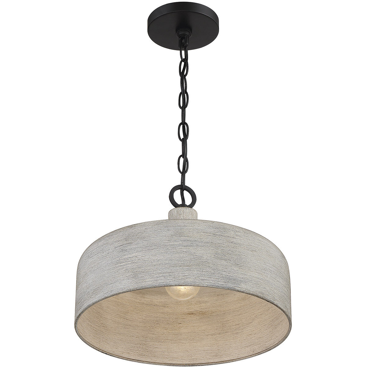 Farmhouse 1 Light 14 inch Weathered Gray with Black Pendant Ceiling Light