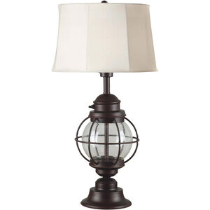 Hatteras 18 inch 100.00 watt Gilded Copper With Seeded Glass Table Lamp Portable Light 