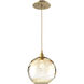 Terra 1 Light 9 inch Gilded Brass Pendant Ceiling Light in Terra Amber