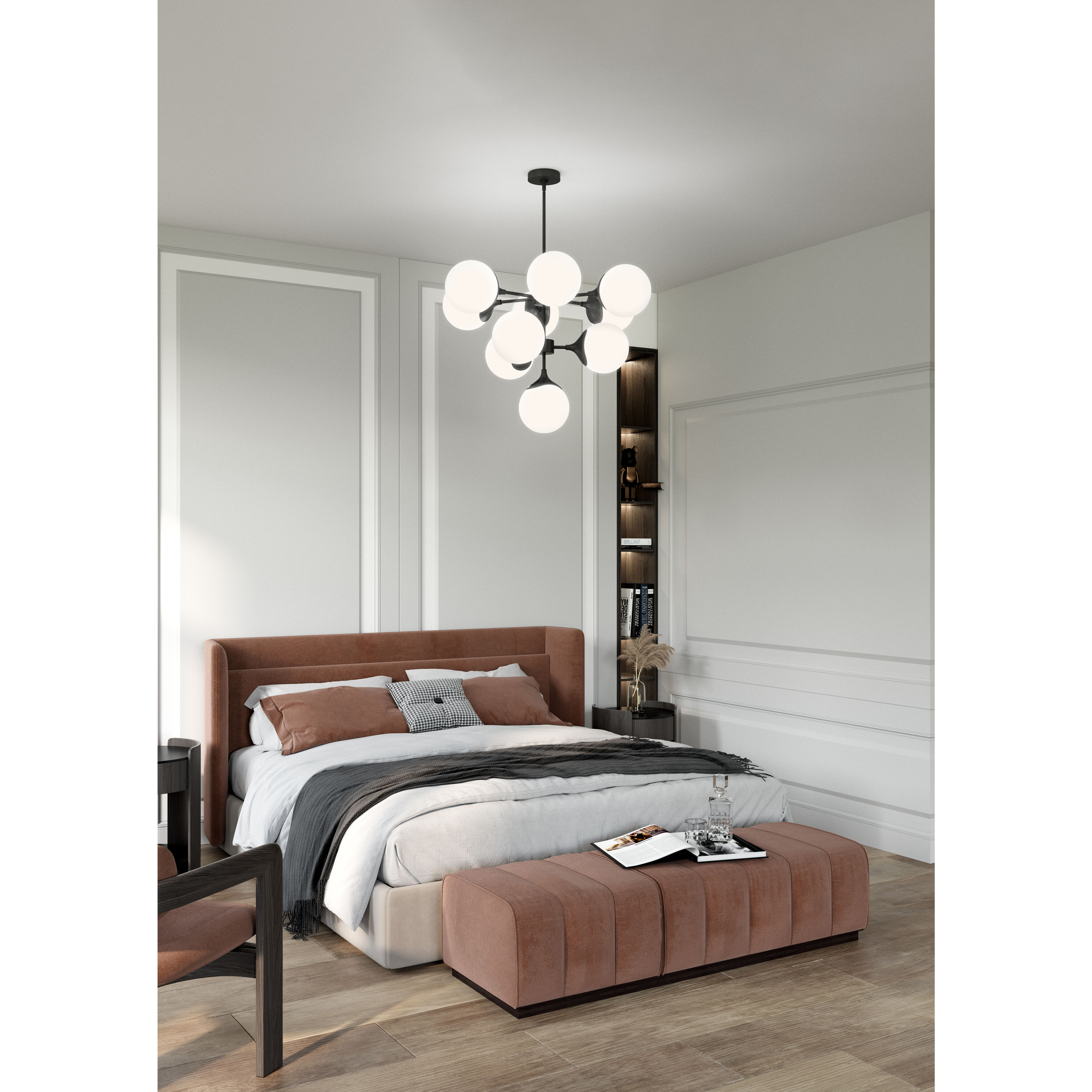 Alora Mood Nouveau 10 Light 34.88 inch Matte Black Chandelier Ceiling Light