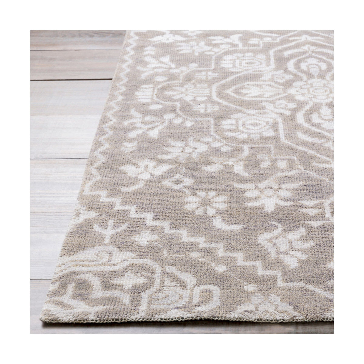 Kinnara 108 X 72 inch Light Gray/Silver Gray Rugs, Wool and Viscose