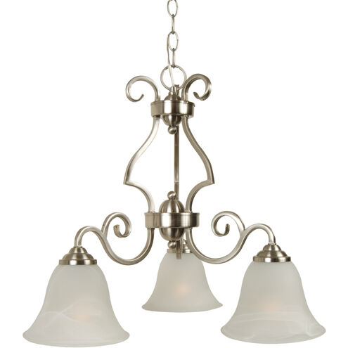 Cecilia 3 Light 20 inch Brushed Polished Nickel Down Chandelier Ceiling Light in Alabaster Glass