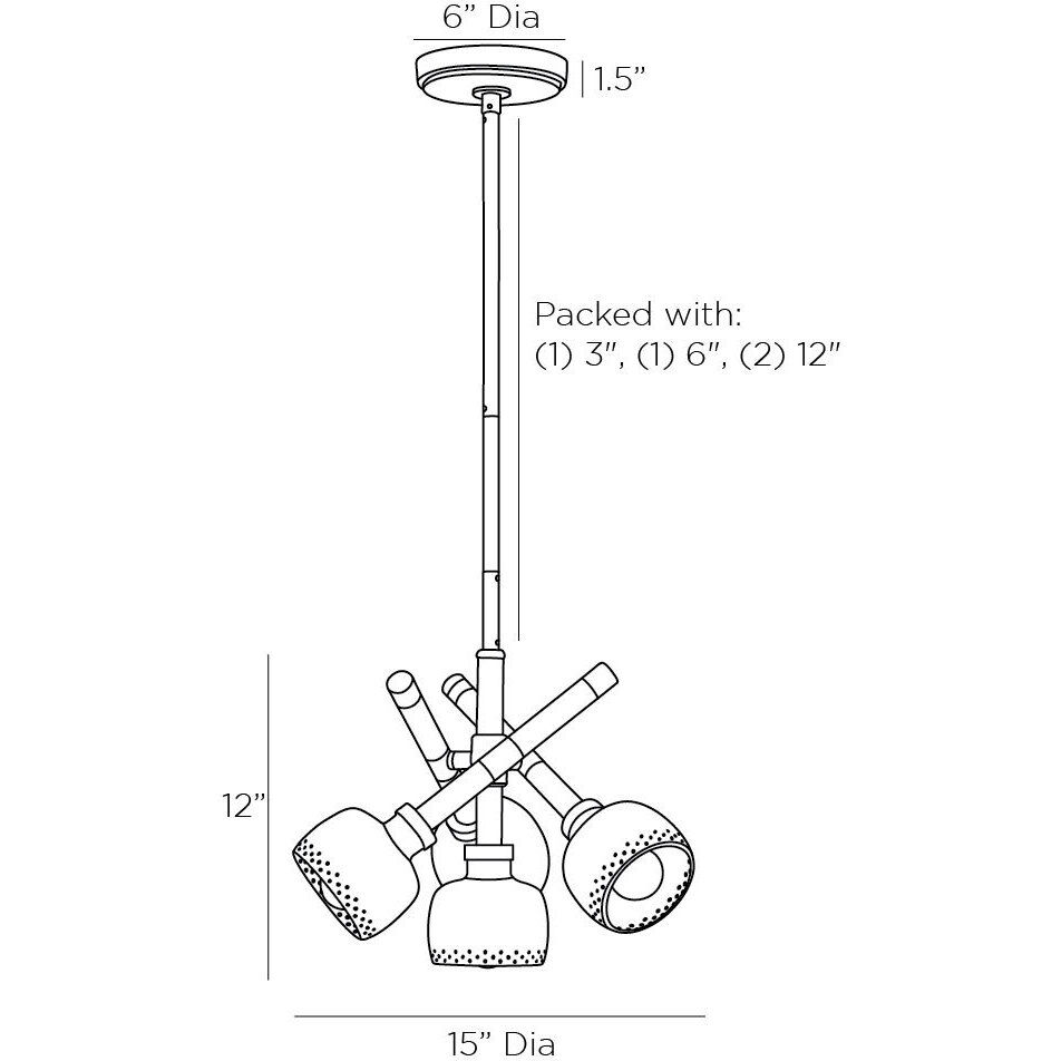Pavo 4 Light 15 inch Dark Walnut and Vintage Brass Pendant Ceiling Light, Large