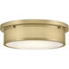Pierce 3 Light 14 inch Lacquered Brass Flush Mount Ceiling Light