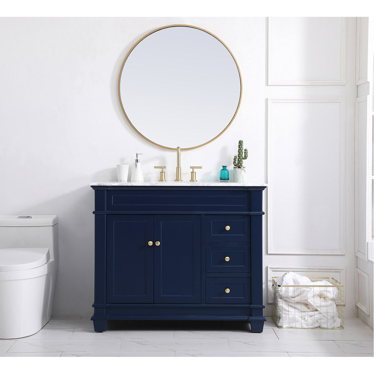 Wesley 42 X 21.5 X 35 inch Blue Vanity Sink Set