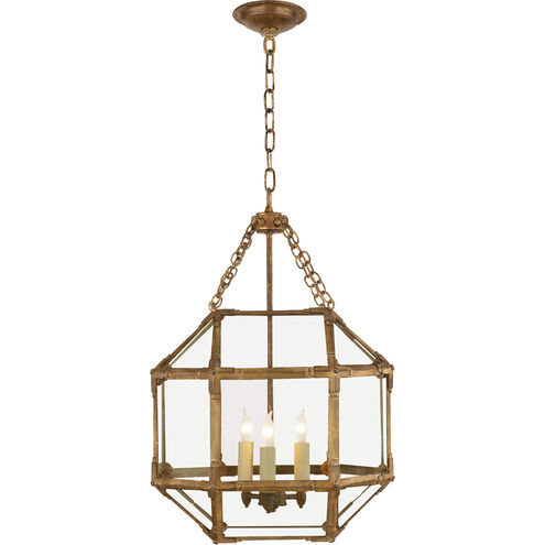 Suzanne Kasler Morris 3 Light 13.5 inch Gilded Iron Lantern Pendant Ceiling Light in Clear Glass, Small