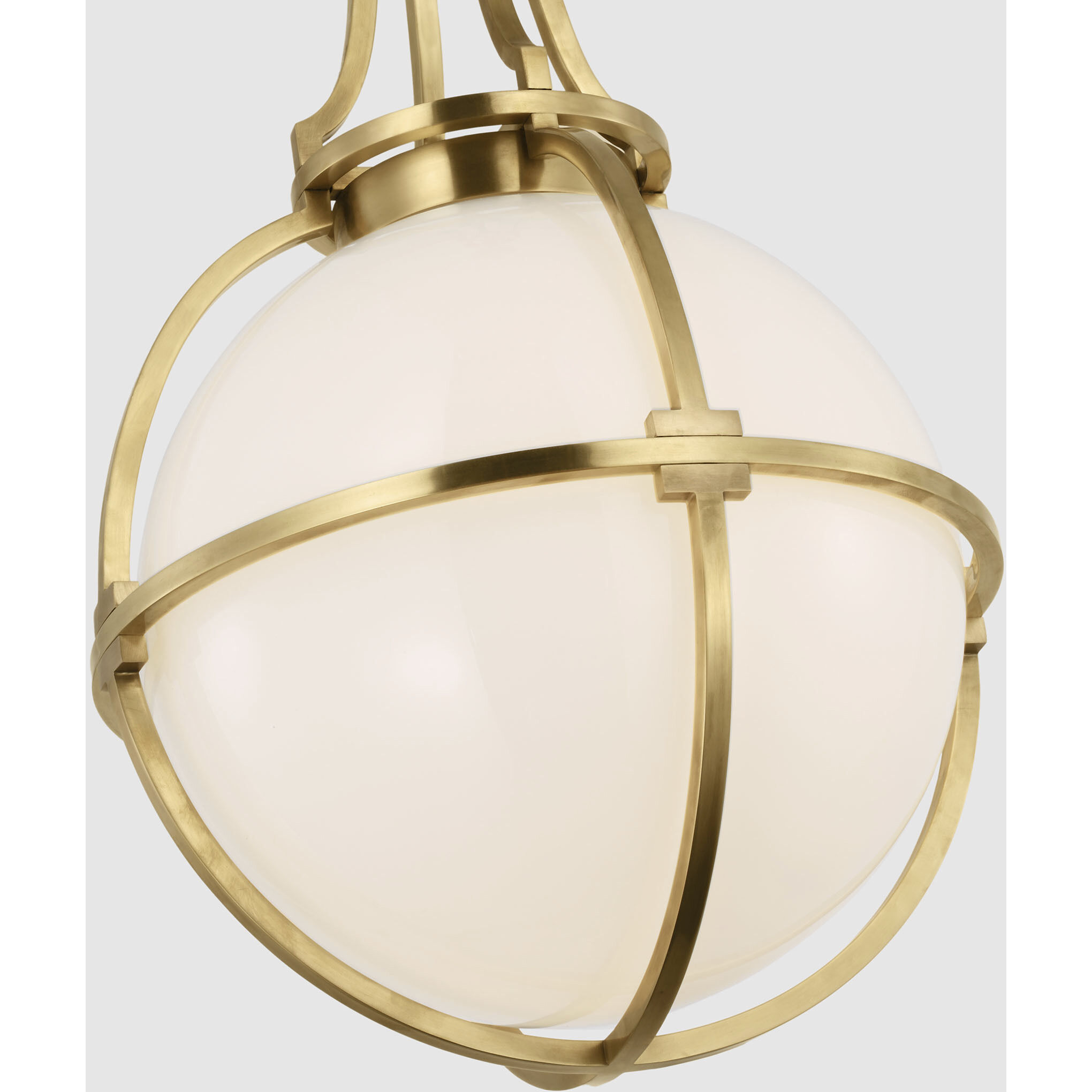 Chapman & Myers Gracie LED 13 inch Antique-Burnished Brass Captured Globe Pendant Ceiling Light, Medium
