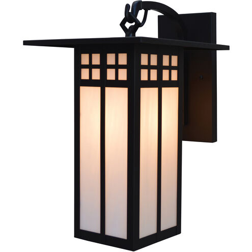Glasgow 1 Light 15.12 inch Satin Black Outdoor Wall Mount in White Opalescent