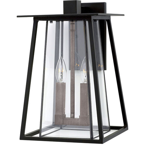 Walker LED 15 inch Black with Antique Nickel Outdoor Wall Mount Lantern, Medium