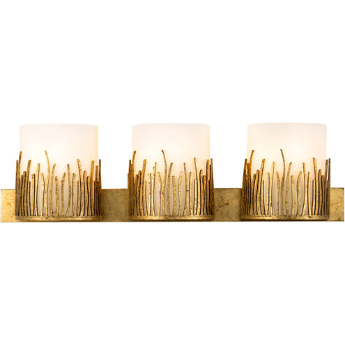 Sawgrass 3 Light 24 inch Gold Bath Light Wall Light in Gold Leaf with Antique