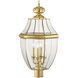 Monterey 4 Light 29 inch Polished Brass Outdoor Post Top Lantern