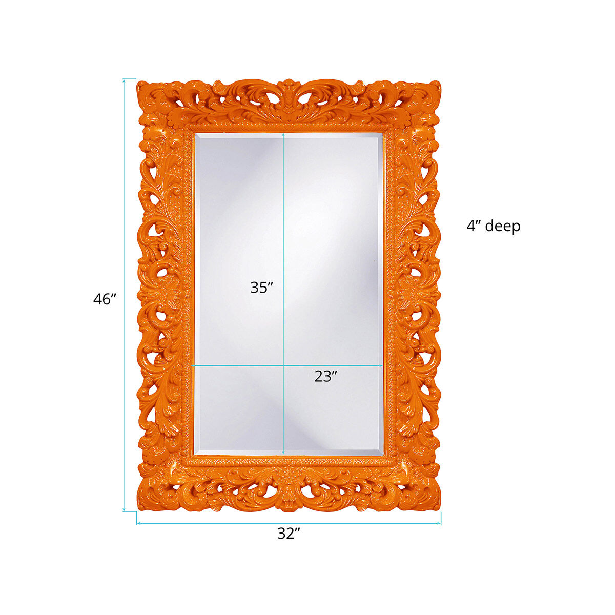 Barcelona 46 X 32 inch Glossy Orange Wall Mirror