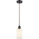 Ballston Clymer LED 3.88 inch Oil Rubbed Bronze Mini Pendant Ceiling Light in Matte White Glass, Black Textured, Ballston