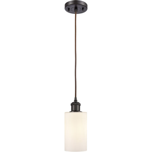 Ballston Clymer LED 3.88 inch Oil Rubbed Bronze Mini Pendant Ceiling Light in Matte White Glass, Black Textured, Ballston