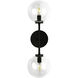 Alora Mood Cassia 2 Light 6 inch Matte Black Bath Vanity Light Wall Light in Clear Glass Shade