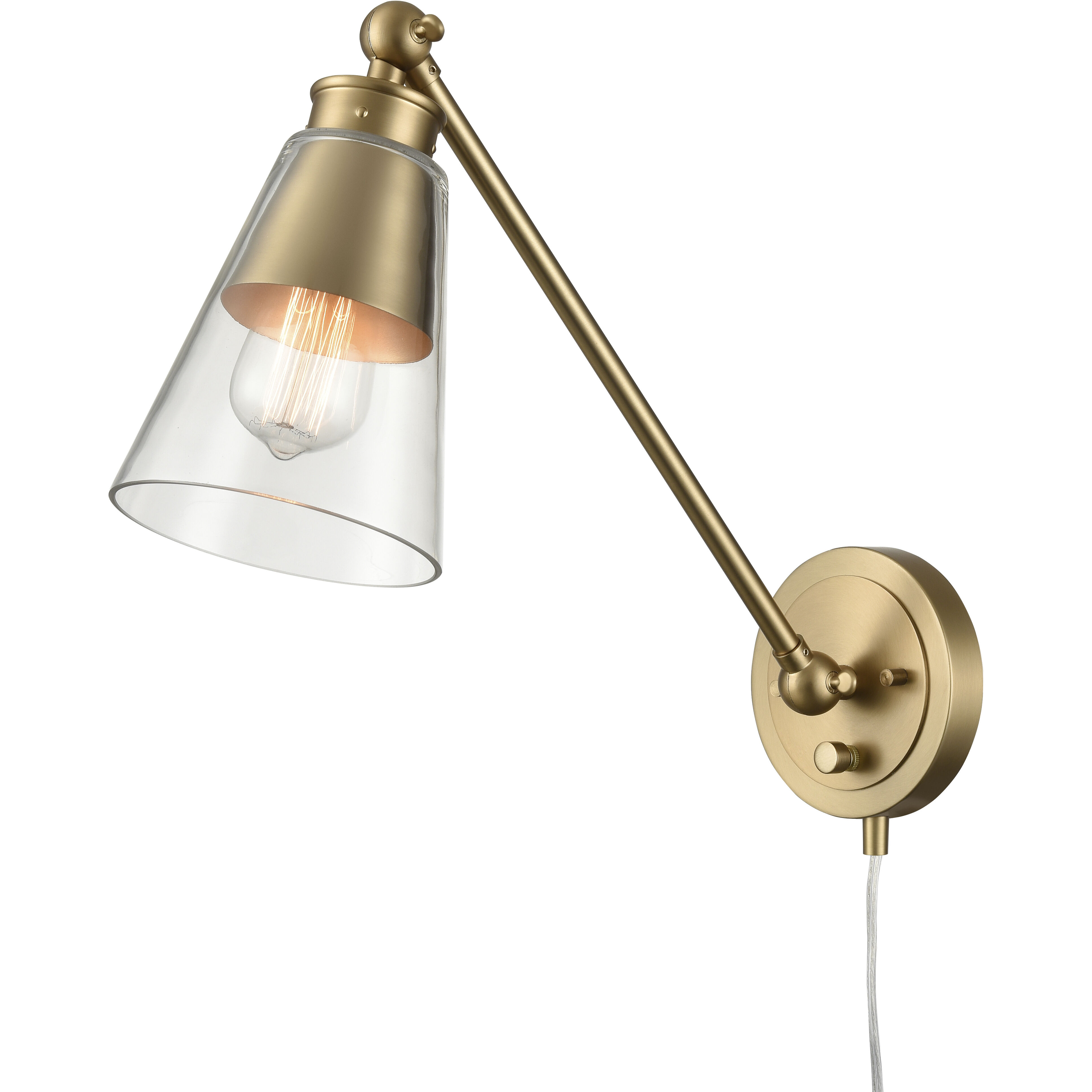 Albany 17.5 inch 60 watt Brushed Gold Swingarm Sconce Wall Light