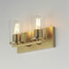 Lateral 2 Light 12 inch Satin Brass Bath Vanity Wall Light in Clear