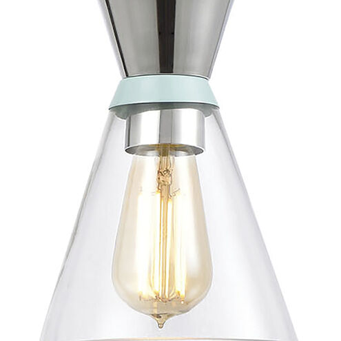 Modley 1 Light 6 inch Polished Chrome with Aqua and Clear Mini Pendant Ceiling Light