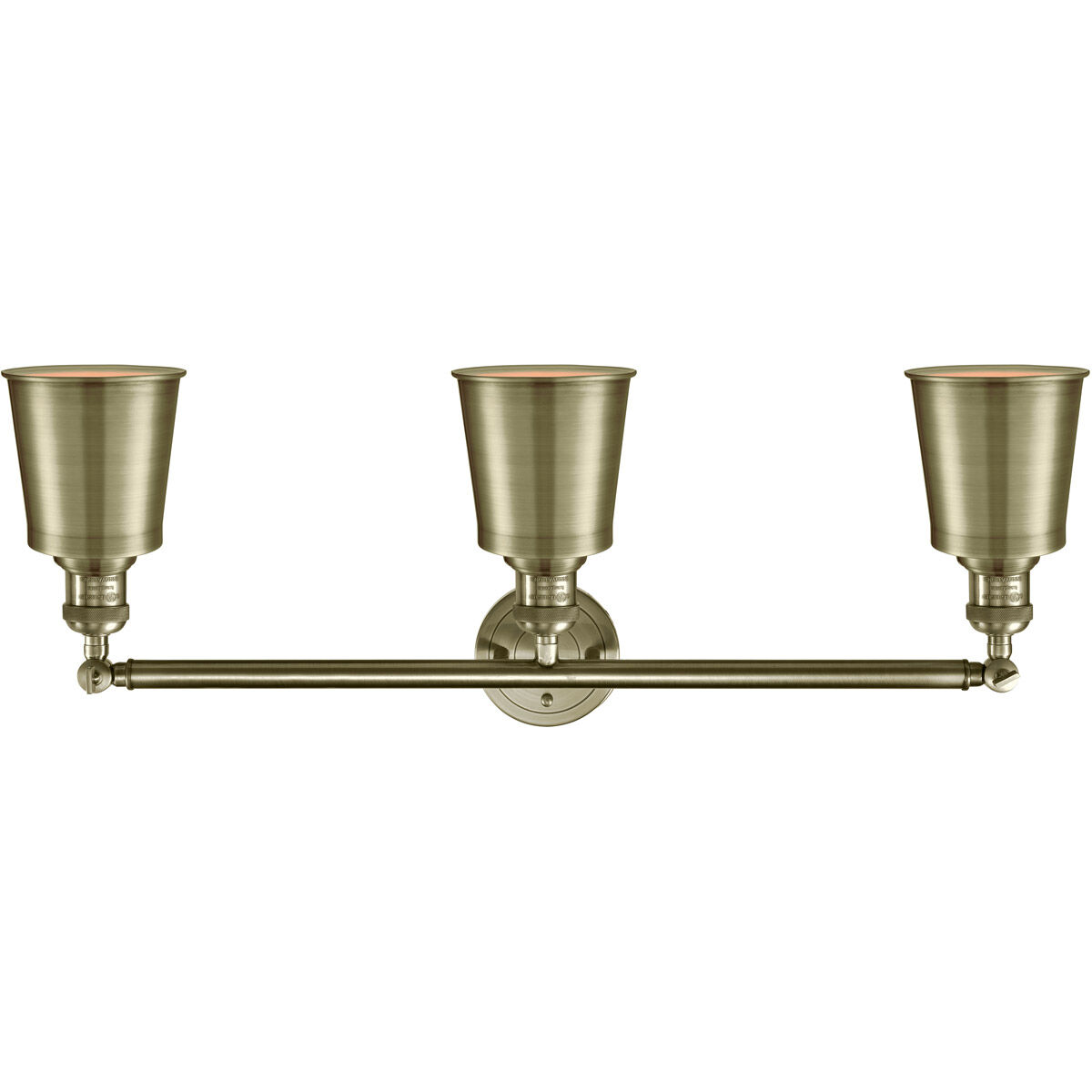 Franklin Restoration Addison 3 Light 32 inch Antique Brass Bath Vanity Light Wall Light in Incandescent, Franklin Restoration