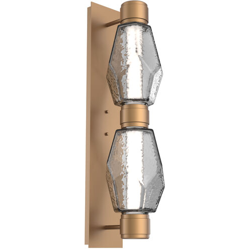 Gem Mandrel Sconce Wall Light in 3000K LED, Novel Brass, Smoke Blown Glass
