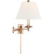 Chapman & Myers Dorchester3 22 inch 100 watt Antique-Burnished Brass Swing Arm Wall Light in Linen