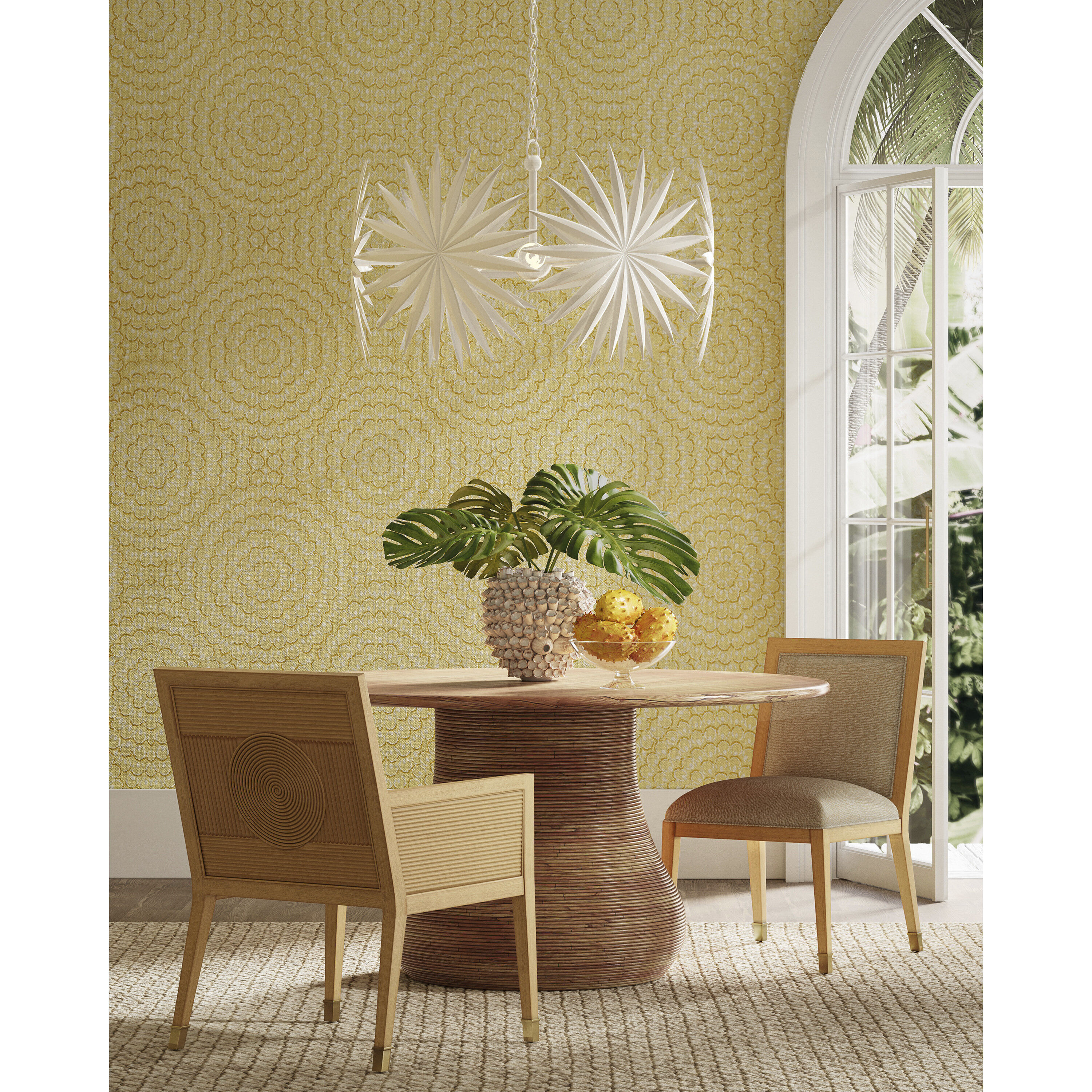 Bismarkia 6 Light 30 inch Gesso White Chandelier Ceiling Light, Small, Marjorie Skouras Collection