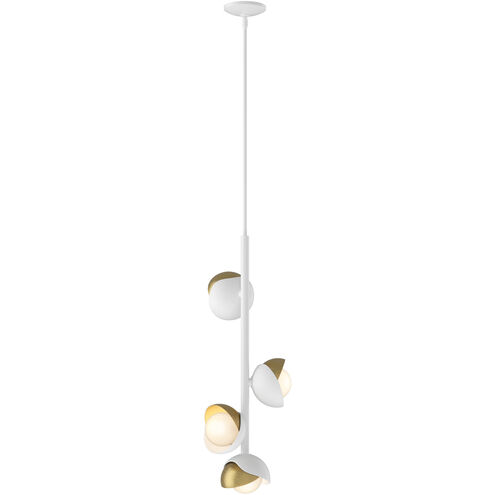 Brooklyn 4 Light 11.6 inch White and Modern Brass Vertical Pendant Ceiling Light