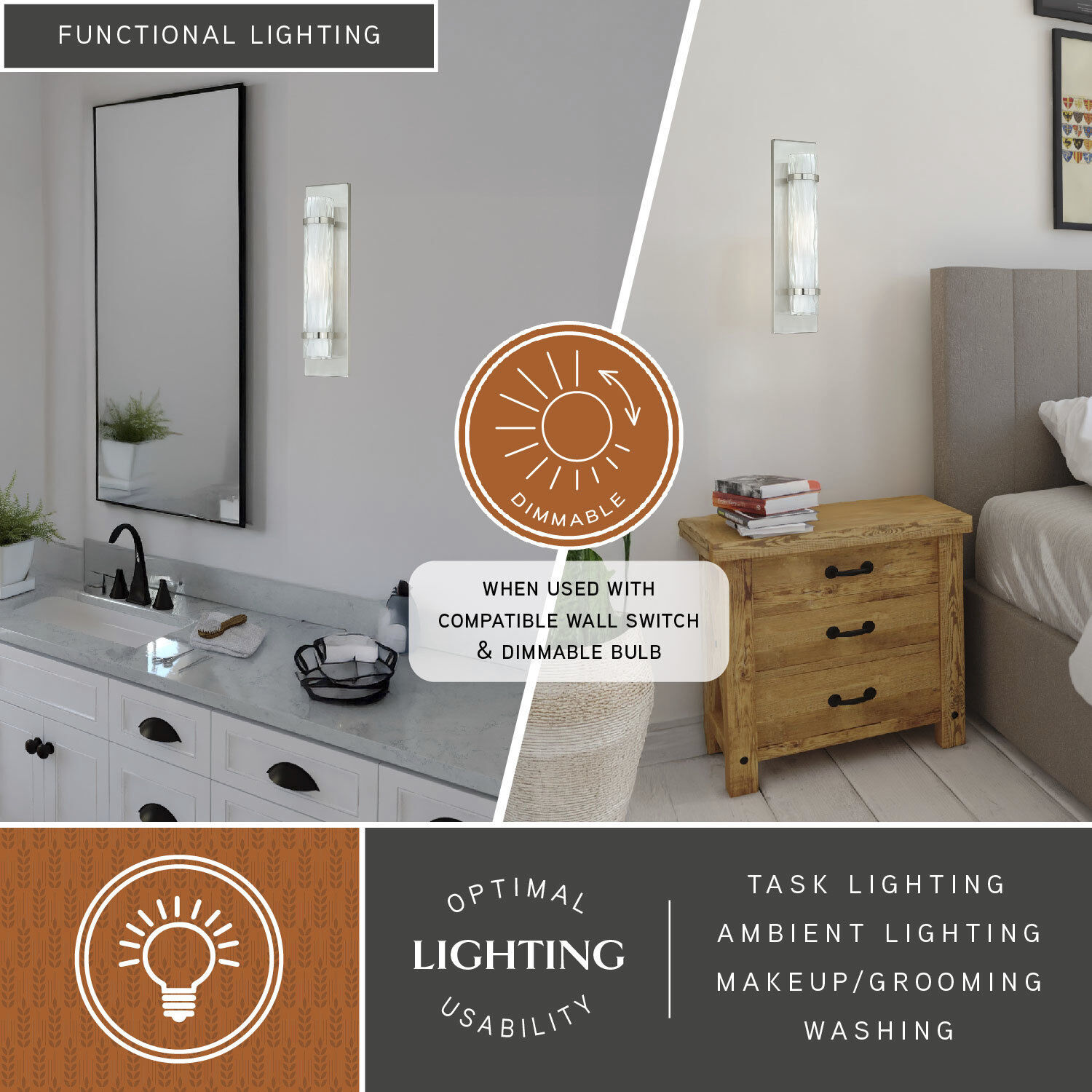 Vilo LED 4.5 inch Satin Nickel ADA Wall Light