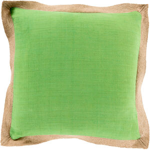 Jute Flange 18 inch Camel, Grass Green Pillow Kit