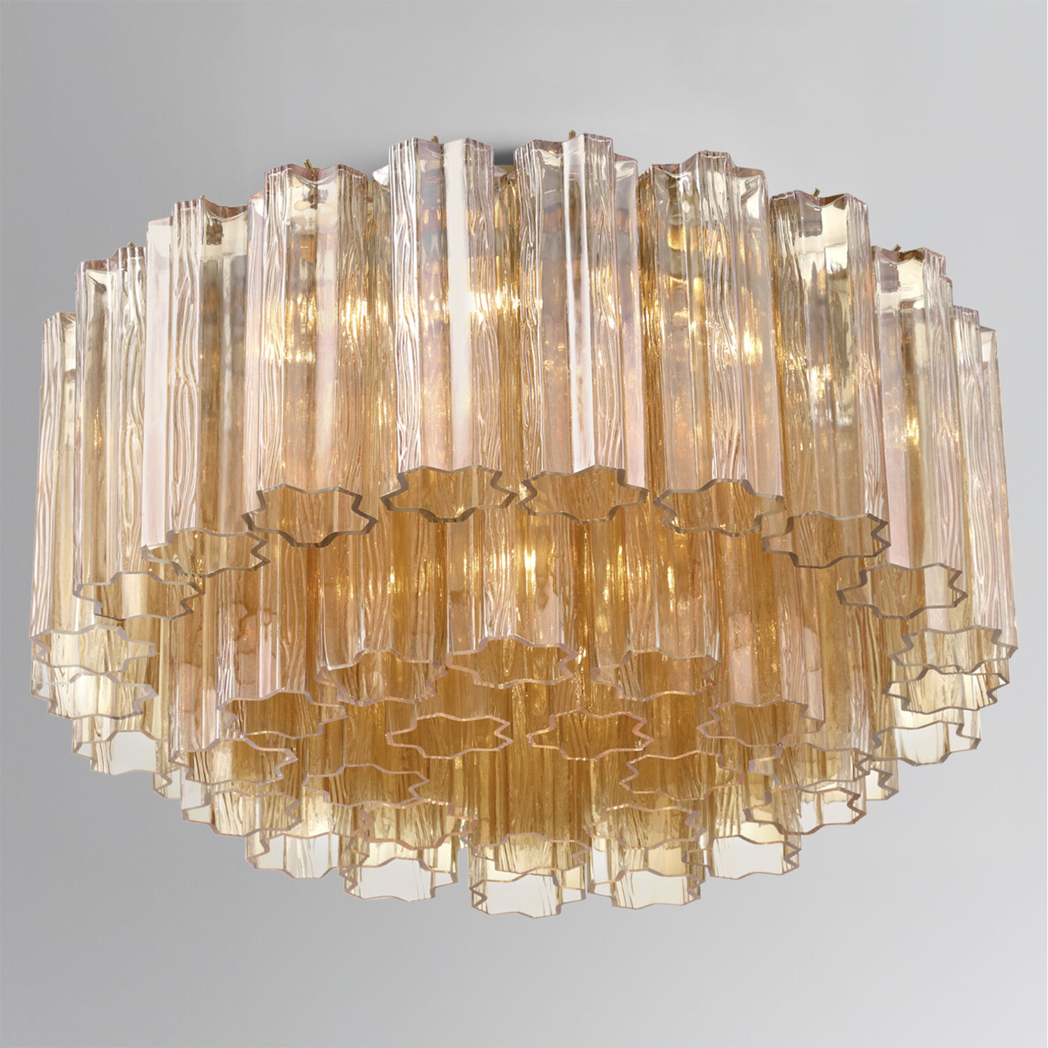 Addis 7 Light 22.25 inch Aged Brass Flush Ceiling Light in Tronchi Glass Amber