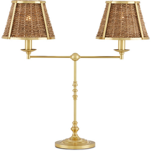 Deauville 25 inch 7.00 watt Polished Brass/Natural Desk Lamp Portable Light, Suzanne Duin Collection