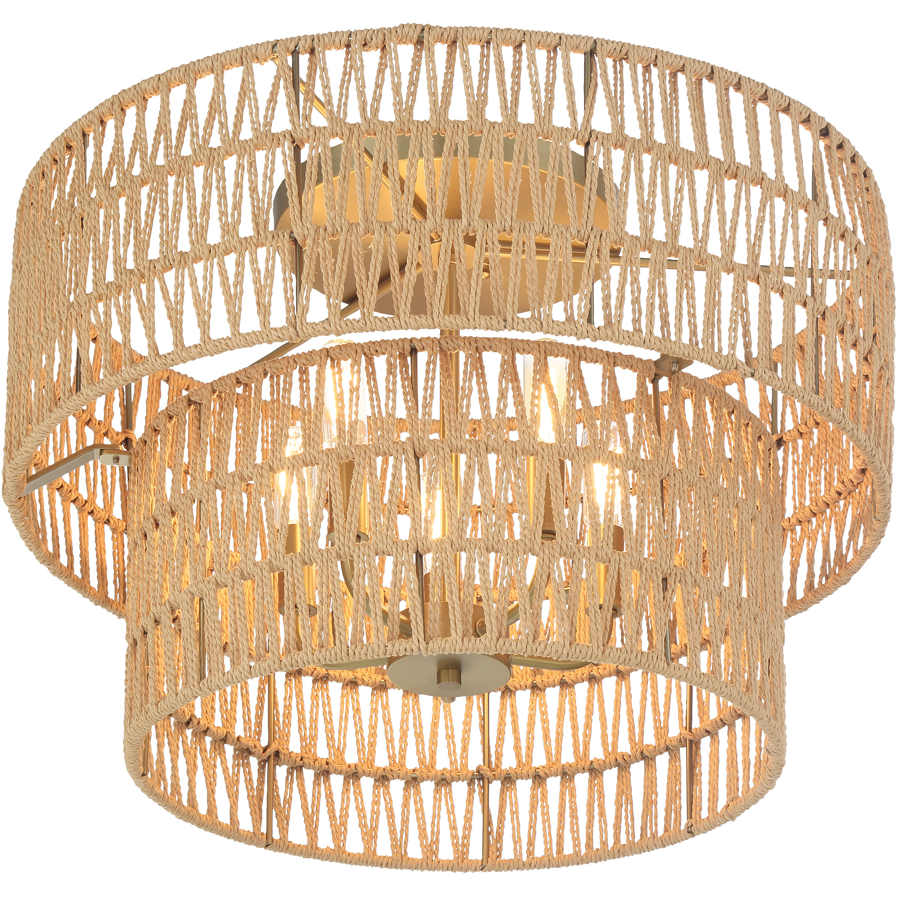 Bungalow Heaven 5 Light 20 inch Soft Brass Flush Mount Ceiling Light