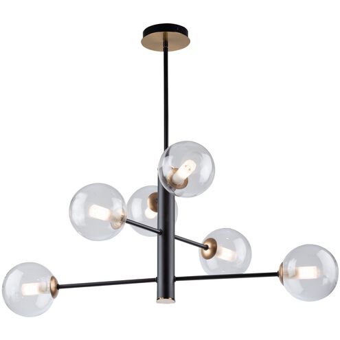 Aurelia 6 Light 23 inch Matte Black and Brass Chandelier Ceiling Light