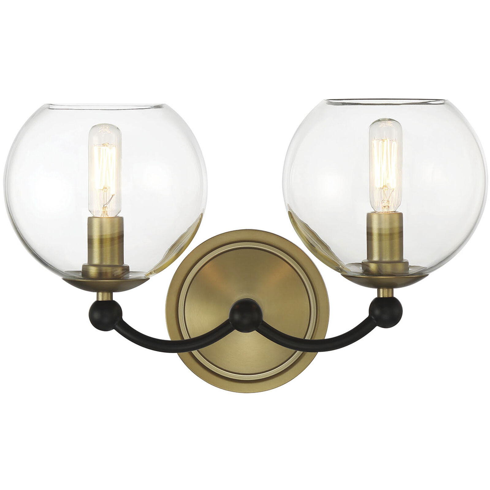 Vantage Kearney Park 2 Light 14 inch Coal and Soft Brass Bath Vanity Wall Light