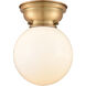 Aditi Large Beacon 1 Light 8 inch Brushed Brass Flush Mount Ceiling Light in Matte White Glass, Aditi