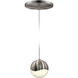 Grapes LED 3 inch Satin Nickel Pendant Ceiling Light in White Glass