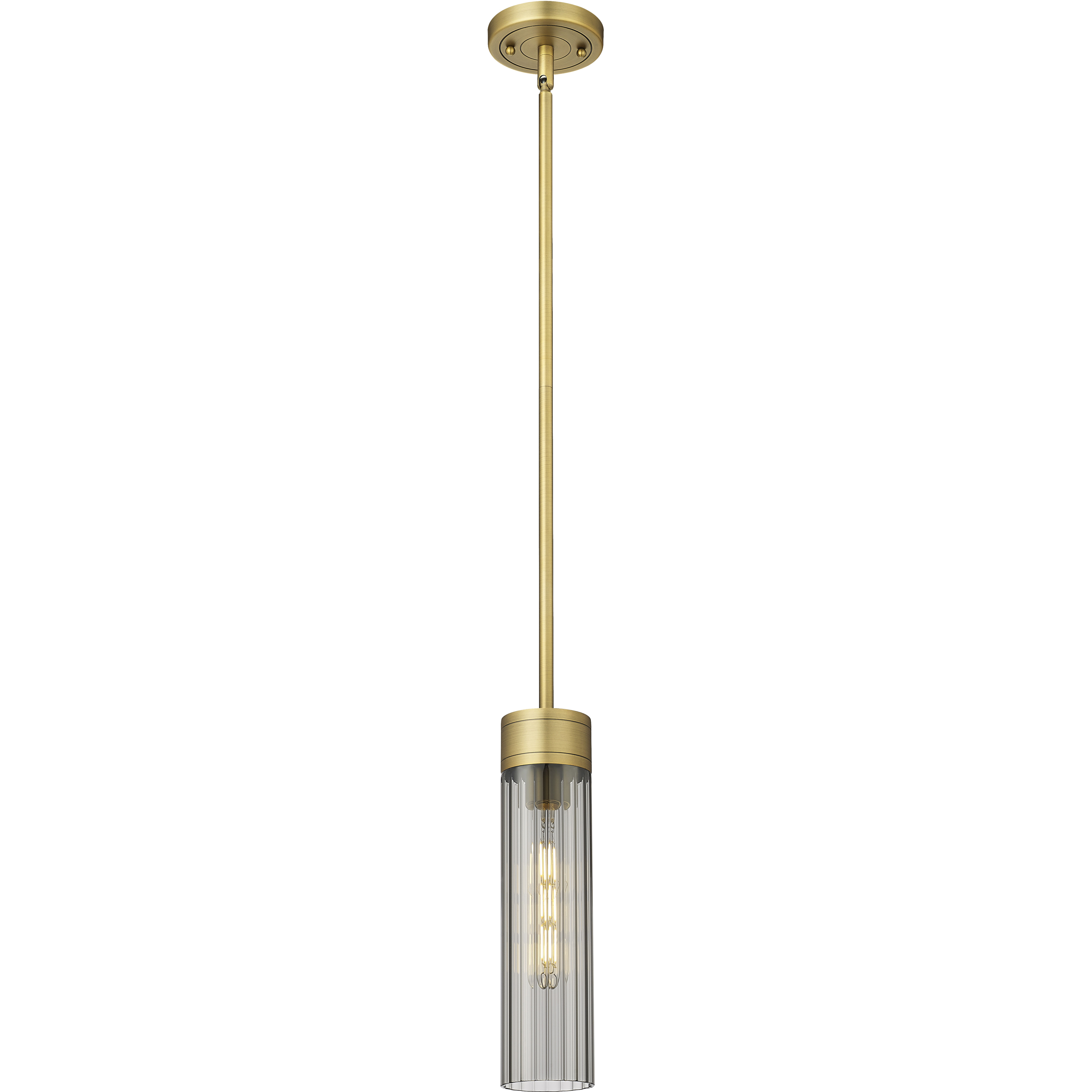 Empire 1 Light 3.13 inch Brushed Brass Pendant Ceiling Light in Plated Smoke Glass