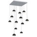 Cabochon LED Classic Silver with Black Marble Pendant Chandelier Ceiling Light in 3000K LED, Opal White