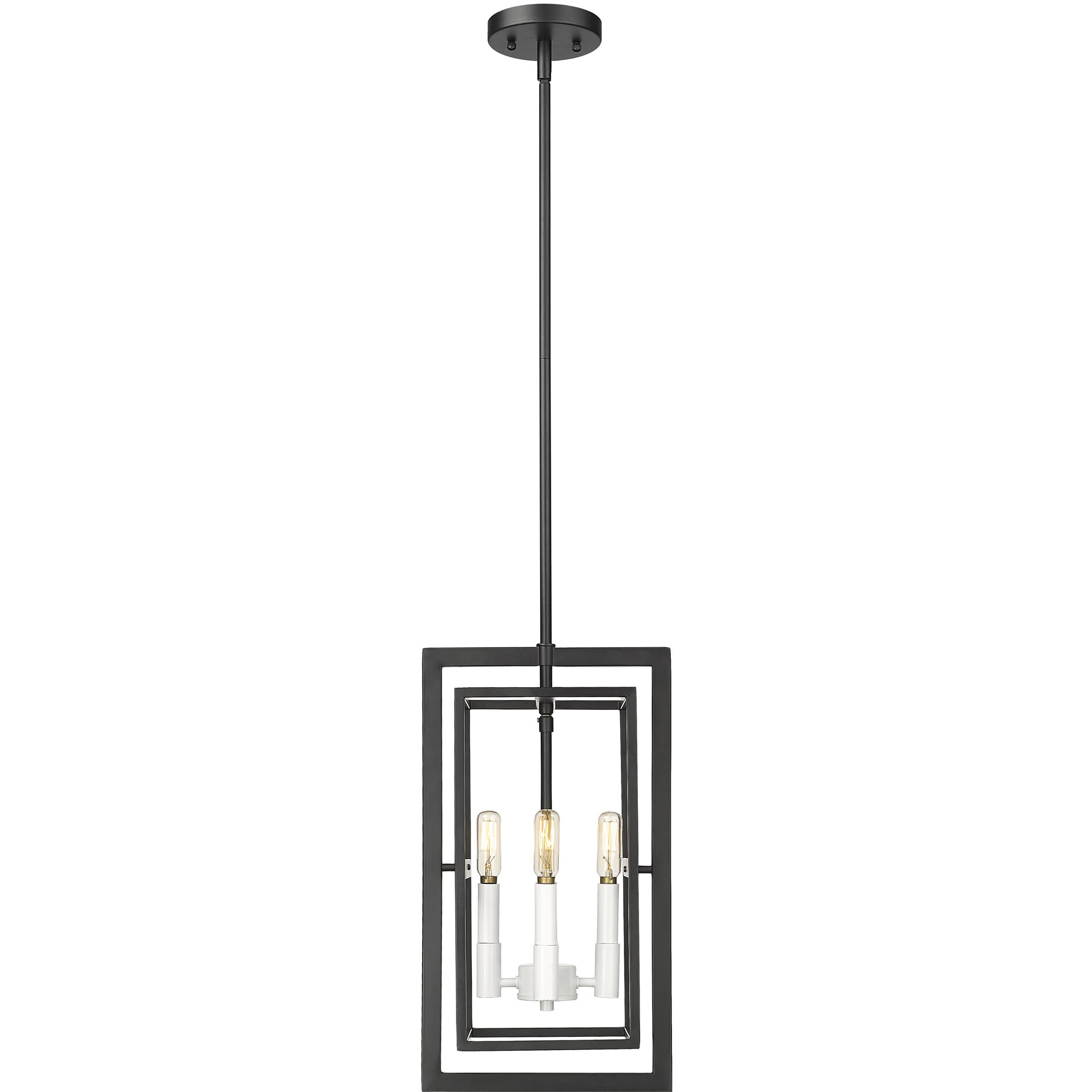 Milbank 4 Light 10 inch Black with White Candle Sleeves Pendant Ceiling Light