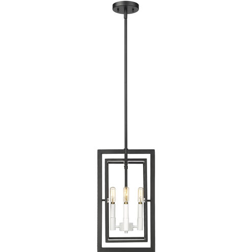 Milbank 4 Light 10 inch Black with White Candle Sleeves Pendant Ceiling Light