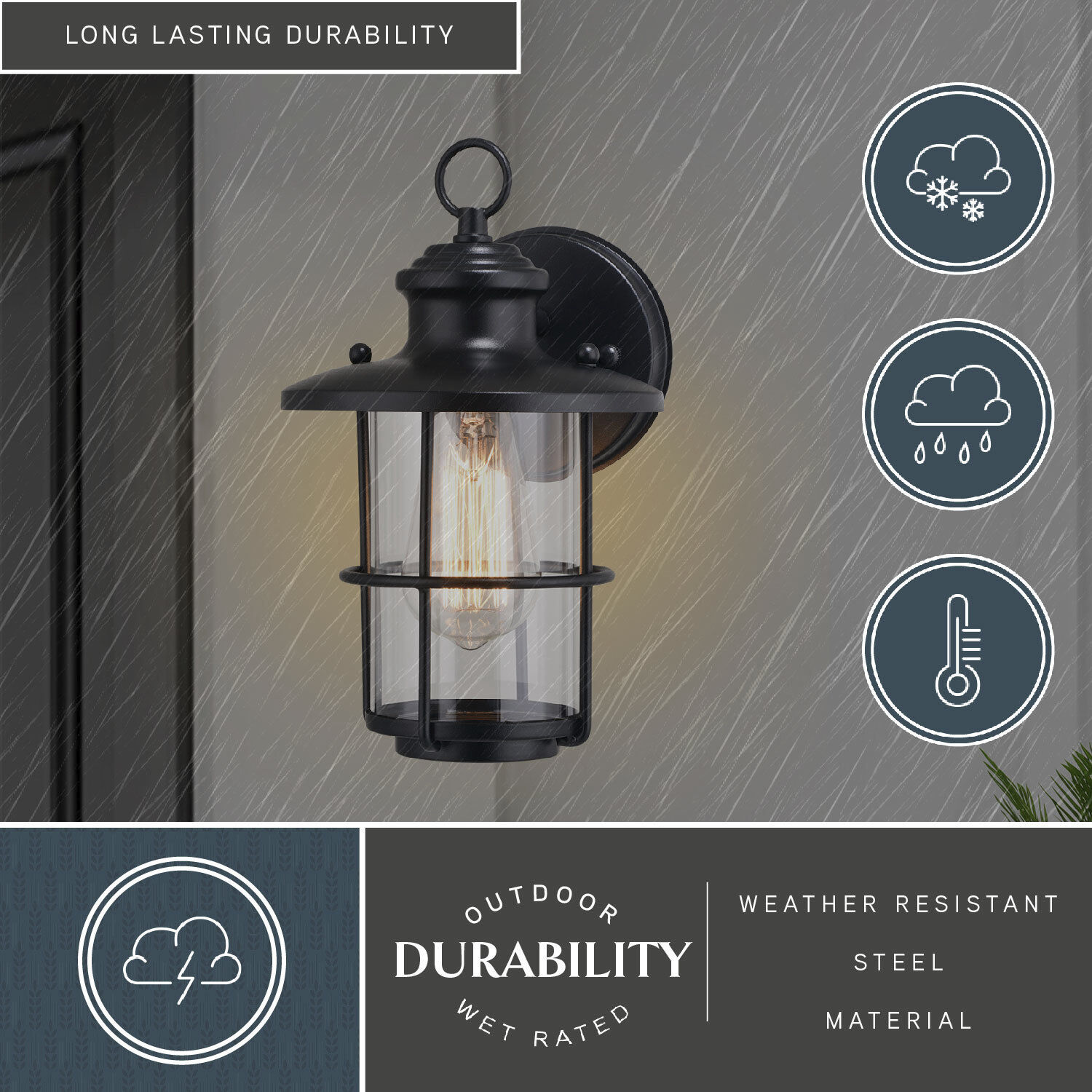 Lake Shore LED 10 inch Textured Black Outdoor Wall