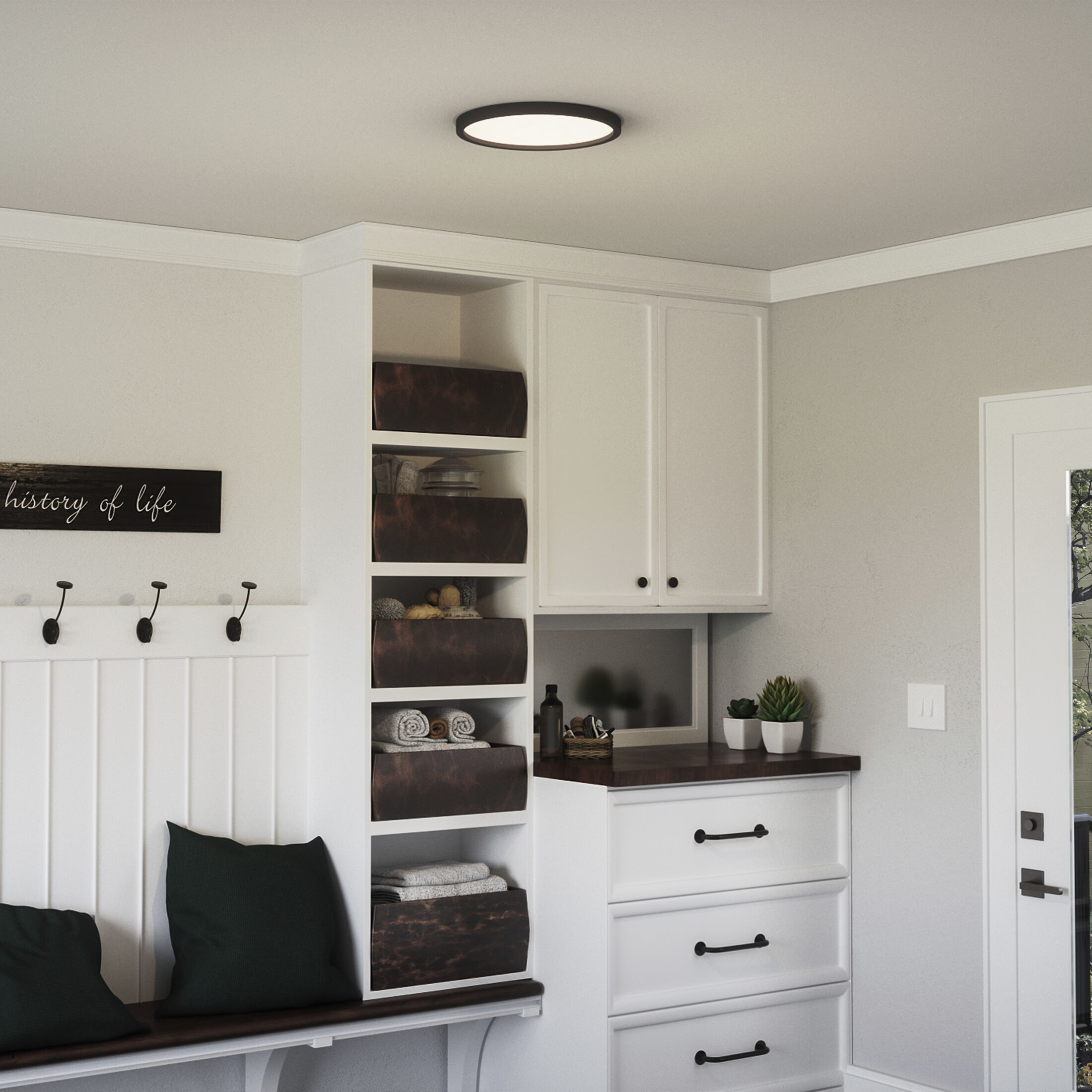 Outskirts 15 inch Earth Black Flush Mount Ceiling Light